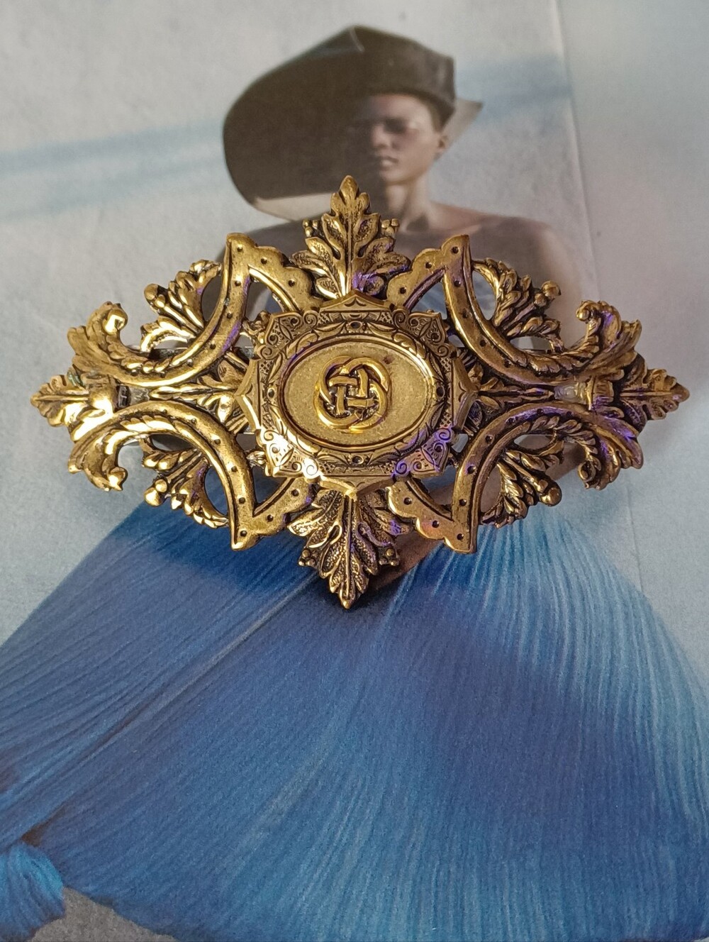 Vintage Made in France Ornate Gold Baroque Filigree Barrette Hair Clip ✨️